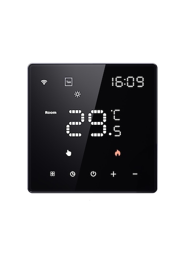 Padalink Siyah Tuya Wifi Elektrik Isıtıcı Termostati 16a - Lcd Ekran, Uygulama Ve Ses Kontrolü İle Ev Isı Yönetimi