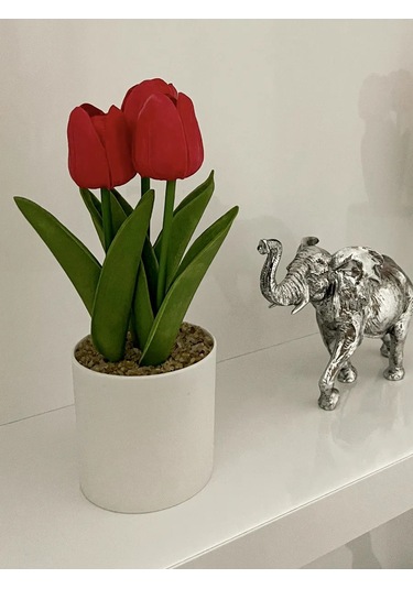 4fun Silikon Lale Çiçekleri, İç Mekan İçin Saksıda 214561564 Kırmızı