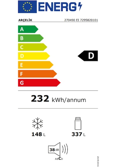 Arçelik 270490 EI 490 LT No-Frost Kombi Tipi Buzdolabı
