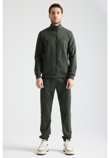 Shooter Sportswear Elit Class Füme Erkek Eşofman Takımı Mevsimlik Kapüşonlu Manşetli Rahat Kalıp Haki