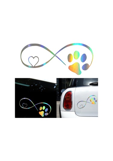 Shineyee Vinil Araba Sticker: Kedi Köpek Ayak İzi Desenli, Renkli Yansıtan, Eğlenceli Ve Benzersiz Araba Dekorasyonu