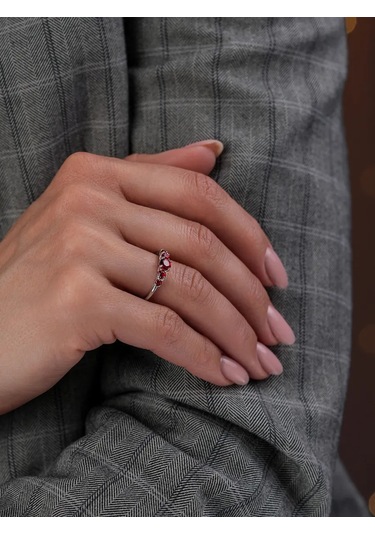 Lucente 925 Ayar Gümüş Kırmızı Taşlı Yüzük 246659875 Kırmızı
