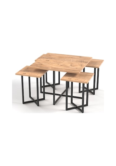 Retodesign Açelya Kare Orta Sehpa Ve 4 Zigon Sehpali Takim 5005