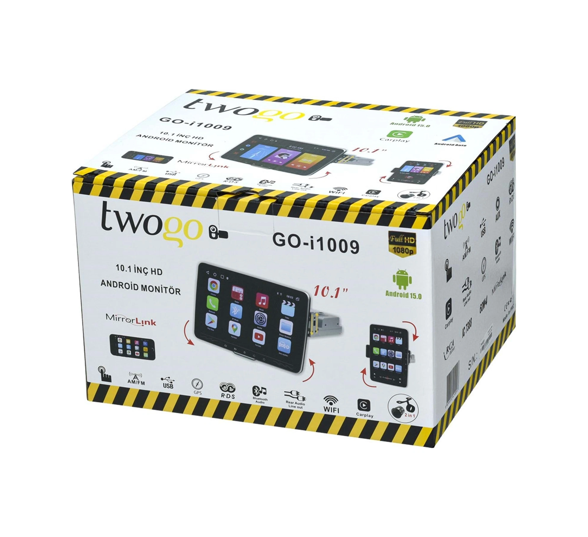 Twogo Go-i1009 Android Monitör 10,1 İnç Hd Dokunmatik Ekran Carplay 2gb+32gb 60wx4 Gps Bt Usb