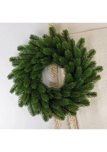 Kangvka Yeşil Plastik Noel Çemberi - 38cm Ev Dekorasyonu, Simülasyon Bitki, Mağaza Ve Ev Sahnesi Süsleme