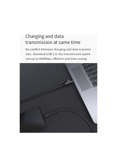 Fastbuy Wsken Akıllı Type C Kablosu - Zamanlı Kesim, Gerçek Zamanlı Şarj, 6v/3a, 1.2m Siyah Şarj Kablosu