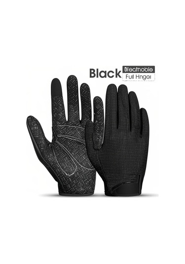 Yuntech01 Bisiklet Sürüşü İçin Tam Parmak Eldiveni - Şok Emici, Kayma Engellli Ve Dokunmatik Ekran Uyumlu - Kırmızı, M Bedeni Kırmızı