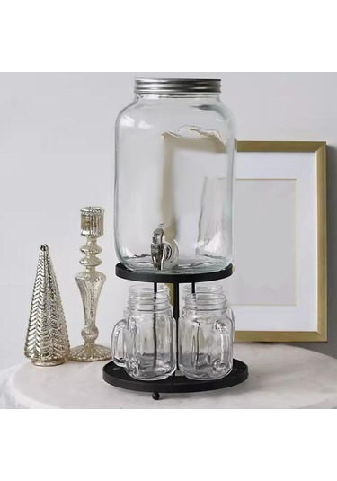 Homyl Ev Eğlencesi Için Şık Cam İçecek Dispenseri Standı Siyah