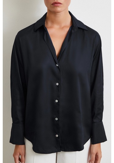 Diagonal Desen Gömlek Siyah Siyah