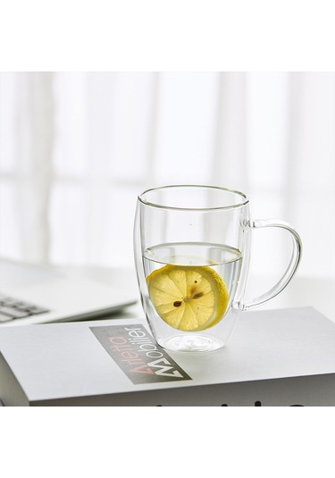 Yunboo 2'li 350ml Yüksek Borosilikat Cam Kupa - Isı Dayanıklı, Çamaşır Makinesi Uyumlu, Sade Tasarım Kahve, Çay, Süt İçin 2'li Paket