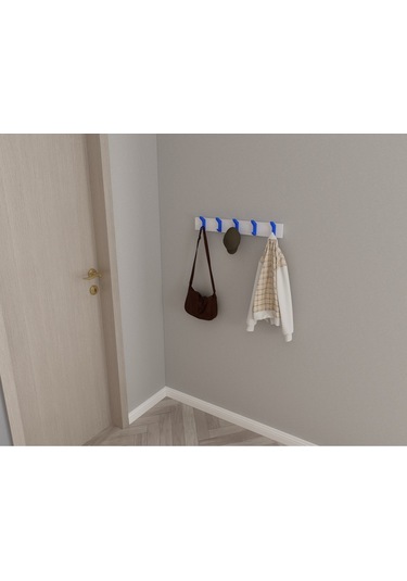 Hepsi3boyutlu Modern Duvar & Kapı Kanca Askılık - 5 Adet Mavi Kanca Askılık - Model No : 2 Mavi