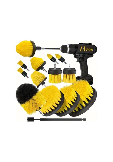 Hightower 13 Parça Çok Amaçlı Elektrikli Matkap Fırçası Seti - Zemin Banyo Fayans Araba Cilalama