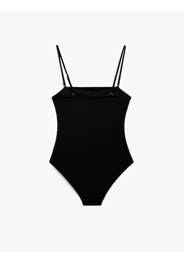 Koton Astarlı Çıkarılabilir Askılı Dokulu Straplez Mayo Siyah 5sak20014mm Siyah