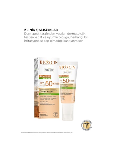 Bioxcin Sun Care Akneye Eğilimli Ciltler Için Renkli Güneş Kremi 50 Spf 50 Ml - Tinted, Akne, Dry Touch, Mat