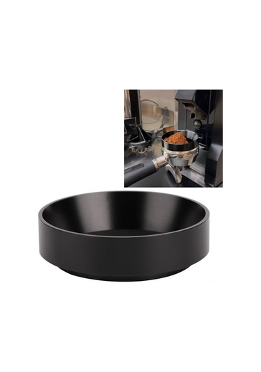 Fortunelane Alüminyum Kahve Tozu Dozaj Halka, Magnetik Kapaklı, Toz Kaybını Önler, 53mm Siyah, Kahve Makinesi Aksesuarı Siyah