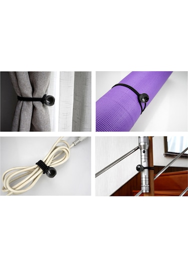 Ximistore9 10 Adet Siyah Plastik Toplu Esnek Kordon - Çadır Ve Trampolin İçin Bağlama Kablosu Siyah