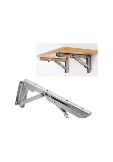 Sones Yemek Masası İçin 20 İnç K Tipi Duvara Monte Katlanabilir Paslanmaz Çelik Yaylı Depolama Rafı