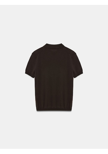 Dilvin 10871 Lyocell Karışımlı Polo Yaka Bluz-koyu Kahve