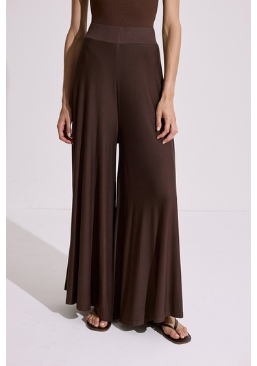 Dökümlü Rahat Pantolon Kahverengi Kahverengi