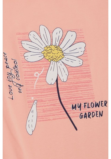 Breeze Kız Çocuk Taytlı Takım Papatya Baskılı 4-9 Yaş, Somon-somon Somon