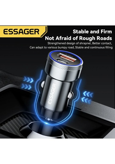 Essager 54w Hızlı Pd Araç Şarjı Type-c Ve Usb Çift Girişli Hızlı
