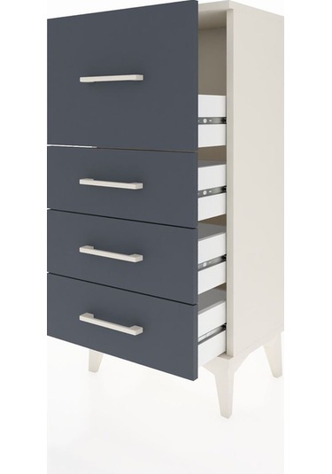 Arges Komodin 4 Çekmeceli 44x30x96 Aytaşı-antrasit Aytaşı