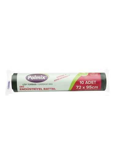 Polmix Eko Endüstriyel Battal Boy Çöp Torbası 6 Adet Siyah 72 x 95 CM