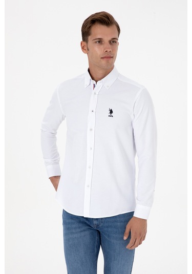 U.s. Polo Assn. Erkek Beyaz Gömlek Desenli 50317249-vr013 Beyaz