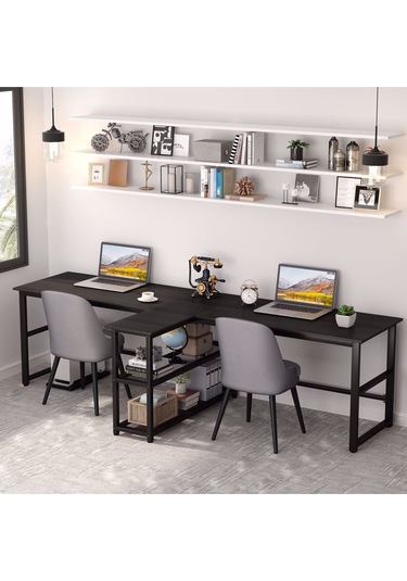 240 Cm Bilgisayar Masası, Ekstra Uzun İki Kişilik Masa, Oyun Masa 500-s Siyah