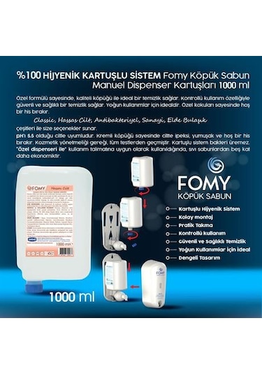 Fomy Hassas Ciltler için Köpük Sabun 12 x 1 L