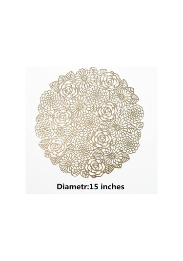 15 "preslenmiş Vinil Yuvarlak Placemats, 6 Set, Yemek Odaları 15,7x23,6 İnç