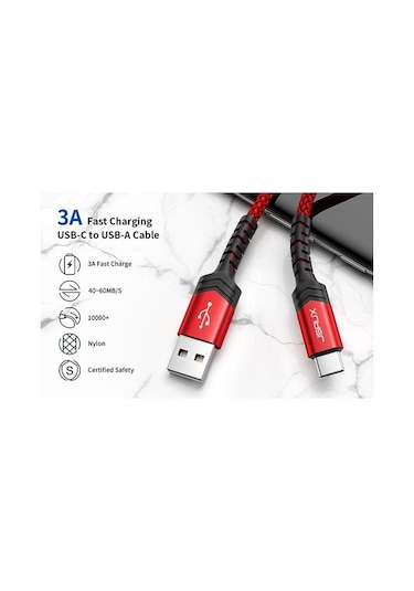 Jsaux Premium Serisi Cc0011 3.1a 2 Metre Type-c Hızlı Şarj Ve Data Aktarım Kablosu Örgülü Kablo Galaxy S20 S10 S9 S8 Plus Note 10 9 8,ps5 Ve Type-c Gi