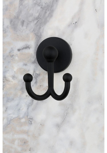 MultiStore 5'li Banyo Aksesuar Seti Halka Havluluk/Tuvalet Kağıtlığı/Askılık/Sabunluk/Diş Fırçalık Siyah