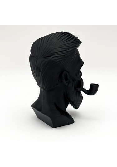 Erkek Saçlı Sakallı Kuru Kafa Biblo Dekoratif Masa Üstü Obje