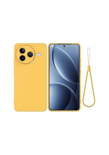 Xiaomi Poco F7 Pro İçin Düz Renk Sıvı Silikon Damlamaz Tam Kapsama Telefon Kılıfı Sarı