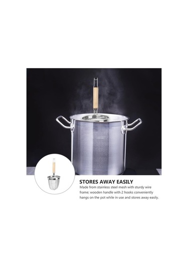 Ulzyvf Yiyecekler Ve Süzgeç Şehriye Saplı Ramen Paslanmaz Çelik Örgü Makarna, Kızarmış Kanca İnce İçin Elek Ahşap Sap Lb Ahşap