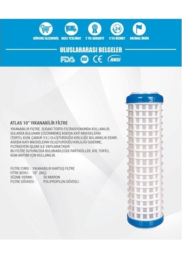 10inç Yıkanabilir Filtre Daire Girişi Su Arıtma Cihazı 5 Adet