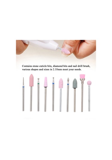 Hangfox Tungsten Çelik Tırnak Taşlama Uçları Seti 10 Adet - 2.35mm Çaplı Fırçalarla Manikür Polisaj Ve Temizleme Aleti Depolama Kutusu İçerir