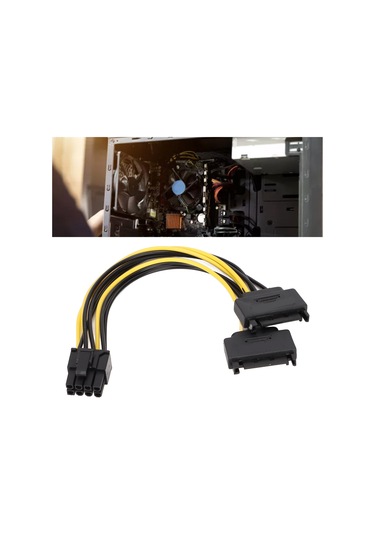 Mufunye 2 Adet Pcı-e 8pin 6+2pin Grafik Kart Güç Kablosu, Çift 15pin Sata'dan Dönüştürücü, Yüksek Akım Destekli, Bilgisayar Upgrade Ve Tamiri İçin