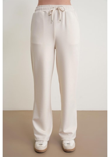 4785 Kadın Premium Modal Palazzo Dökümlü Bol Paça Pantolon Naturel Naturel