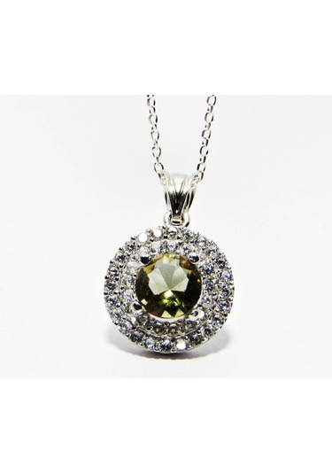 Lilahgümüştr Gümüş Yuvarlak Damla Taşlı Kadın Kolye