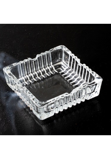 Porsima Klk-02 Kristal Cam Kare Küllük 12x12 Cm Şeffaf Lüks Küllü