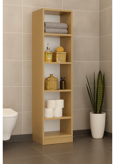 Modern 5 Raflı Çok Amaçlı Dolap Ahşap