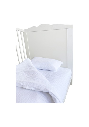 4 Katlı Müslin Bebek Nevresim Takımı Uyku Seti %100pamuk Beyaz