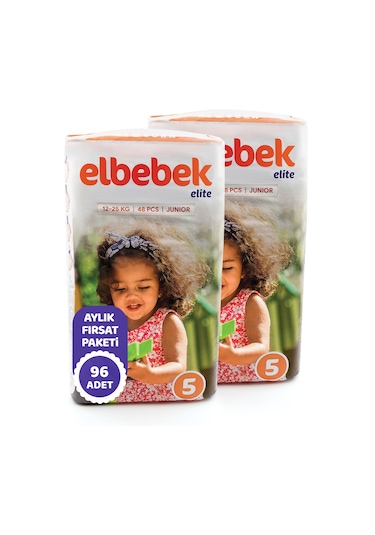 Elbebek Elite Bebek Bezi 5 Numara Junior Fırsat Paketi 96 Adet 2'li