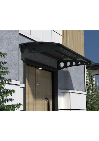 Metal Taşıyıcılı Kapı Üstü Pratik Sundurma Antrasit - Siyah Levha 200 X 200 Md1