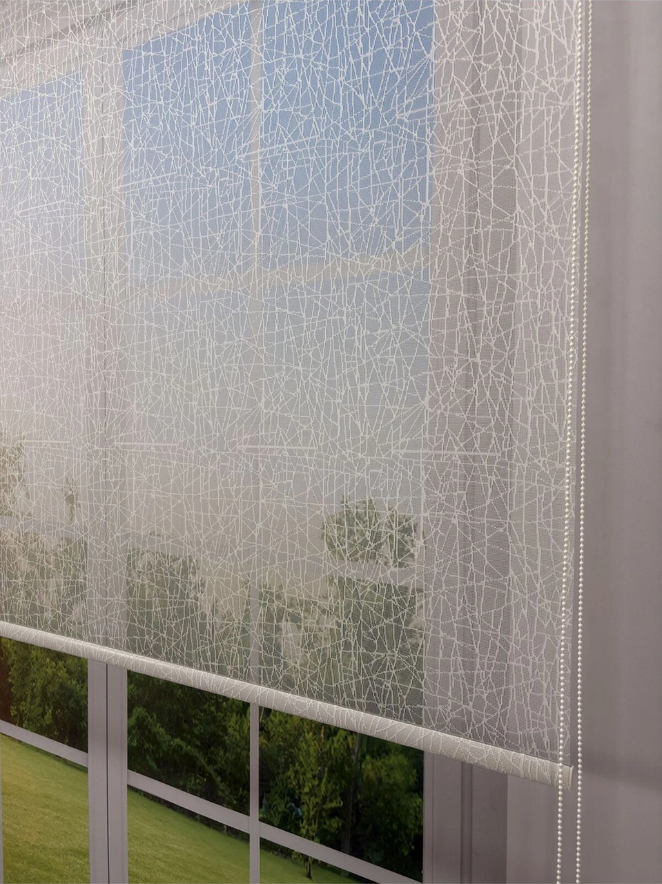 Olympos Serisi Kırçıl Desenli Çift Mekanizmalı Beyaz Tül Siyah Stor Perde Siyah