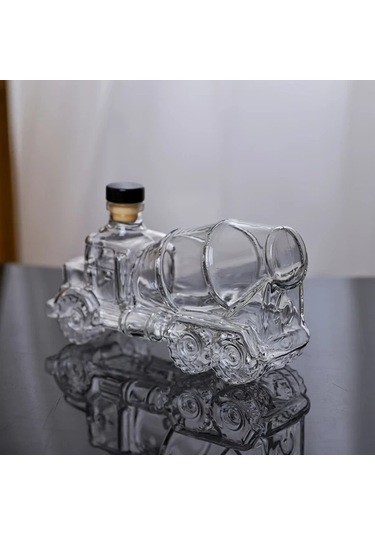 Willowhaven Karıştırıcı Kamyon Şeklinde Cam Şişe Yüksek Borosilikat El Yapımı Kapaklı Şarap Saklama Koleksiyon