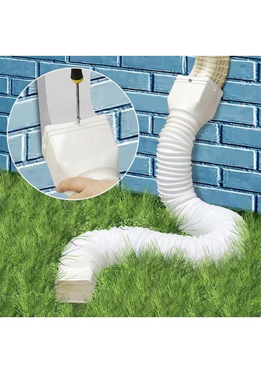 Maiyame 2'li Pe Kalınlaşmış Gevşek Ev Damla Suyu Akıtma Uzatıcı, Genişletilebilir Evler İçin Yağmur Suyu Kanalizasyonu Siyah+beyaz