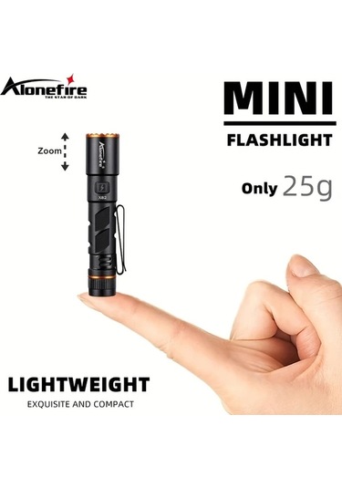 Brightnova Alonefire Yüksek Parlaklık Gray X82 El Feneri Usb Şarjlı Ayarlanabilir Işık 500 Lümen Kampçılık Seyahat Acil Durum Altın